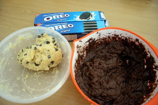 The three main components: cookie dough (delicious as is, by the way, who cares about Salmonella...?)